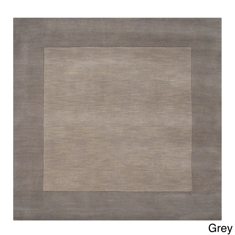 Hand Loomed Odessa Solid Bordered Tone-On-Tone Wool Area Rug