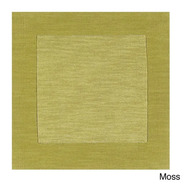 Hand Loomed Odessa Solid Bordered Tone-On-Tone Wool Area Rug