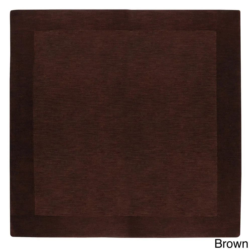 Hand Loomed Odessa Solid Bordered Tone-On-Tone Wool Area Rug