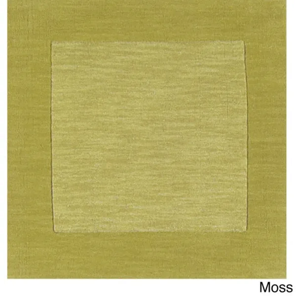 Hand Loomed Odessa Solid Bordered Tone-On-Tone Wool Area Rug