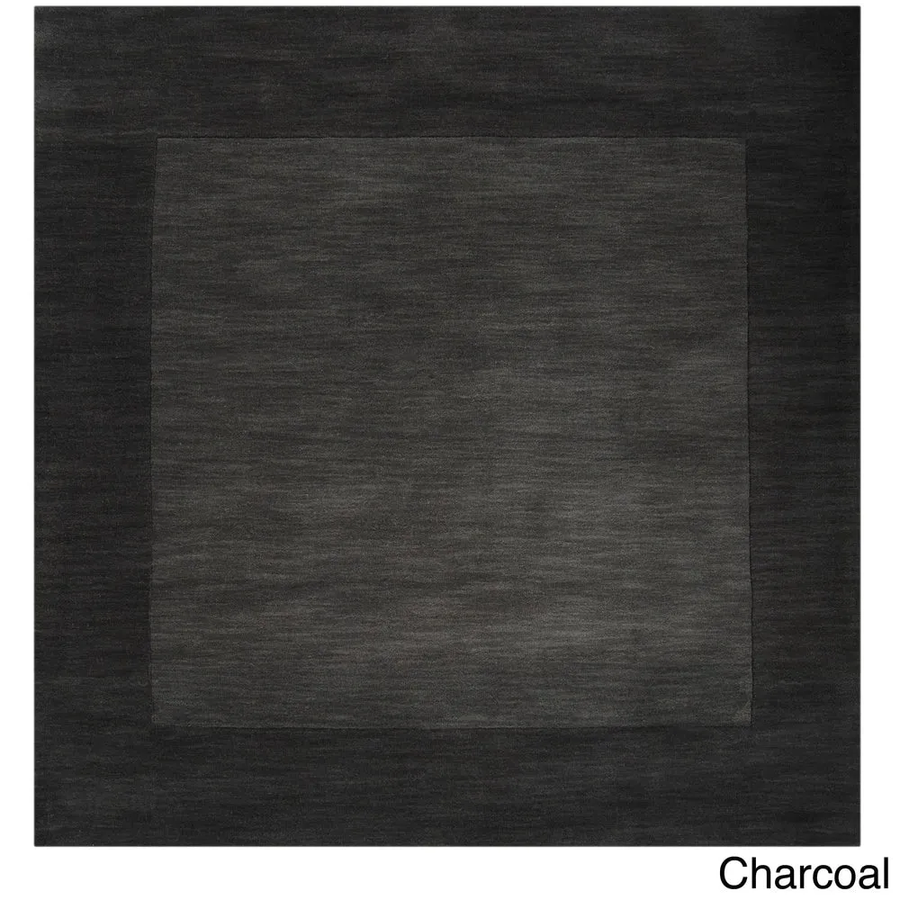Hand Loomed Odessa Solid Bordered Tone-On-Tone Wool Area Rug