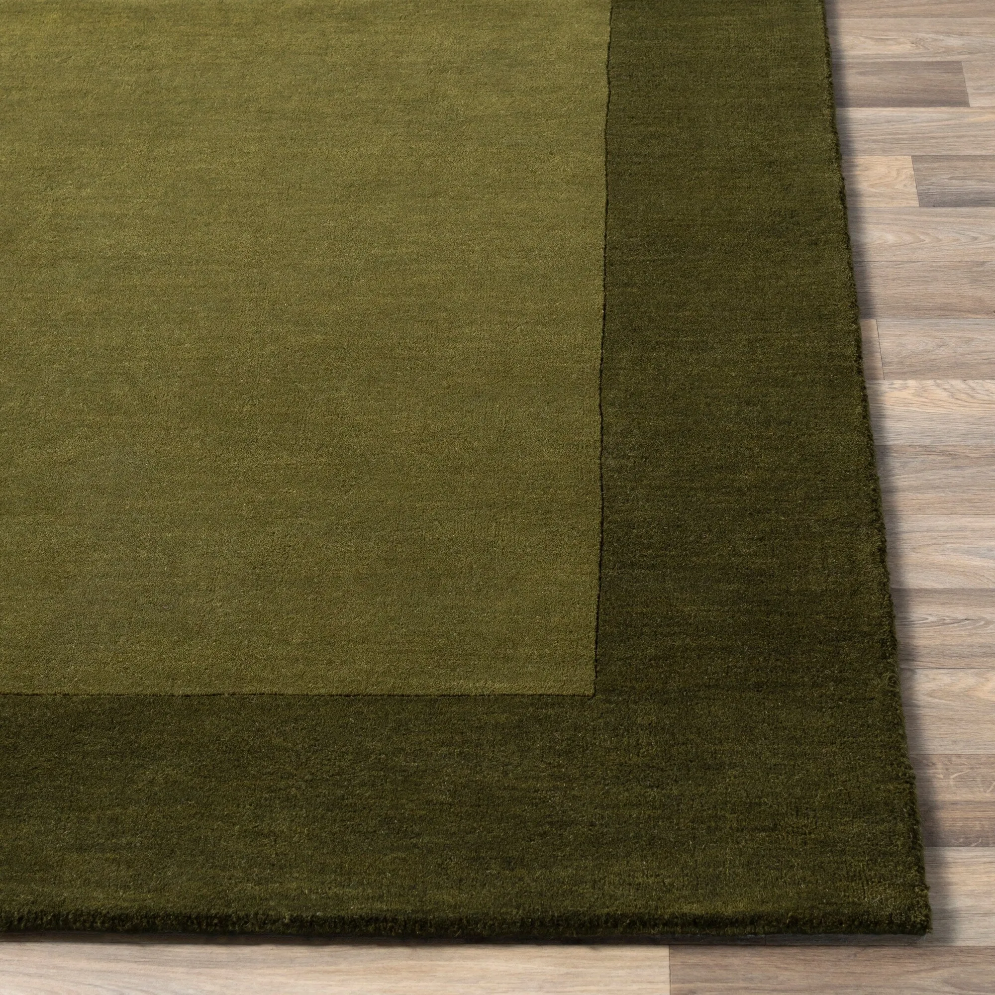 Hand Loomed Odessa Solid Bordered Tone-On-Tone Wool Area Rug