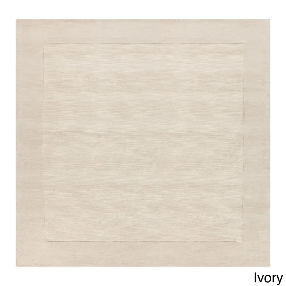 Hand Loomed Odessa Solid Bordered Tone-On-Tone Wool Area Rug
