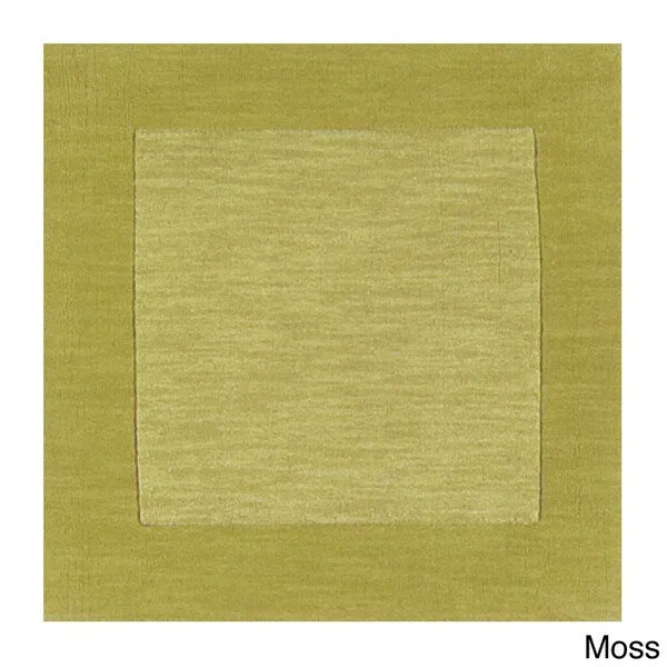 Hand Loomed Odessa Solid Bordered Tone-On-Tone Wool Area Rug