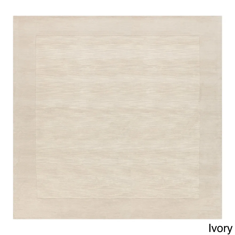 Hand Loomed Odessa Solid Bordered Tone-On-Tone Wool Area Rug