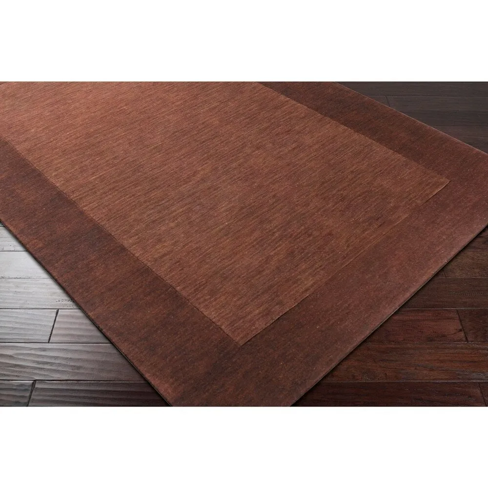 Hand Loomed Odessa Solid Bordered Tone-On-Tone Wool Area Rug