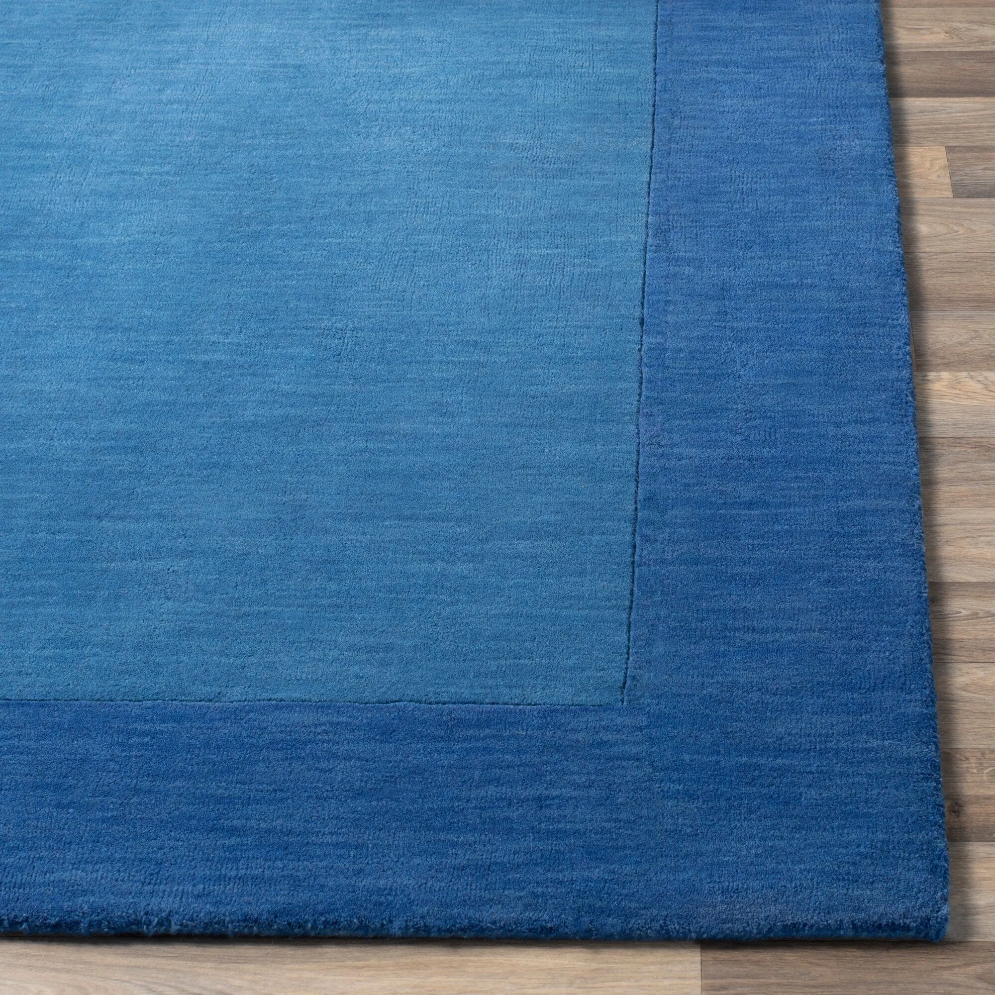 Hand Loomed Odessa Solid Bordered Tone-On-Tone Wool Area Rug