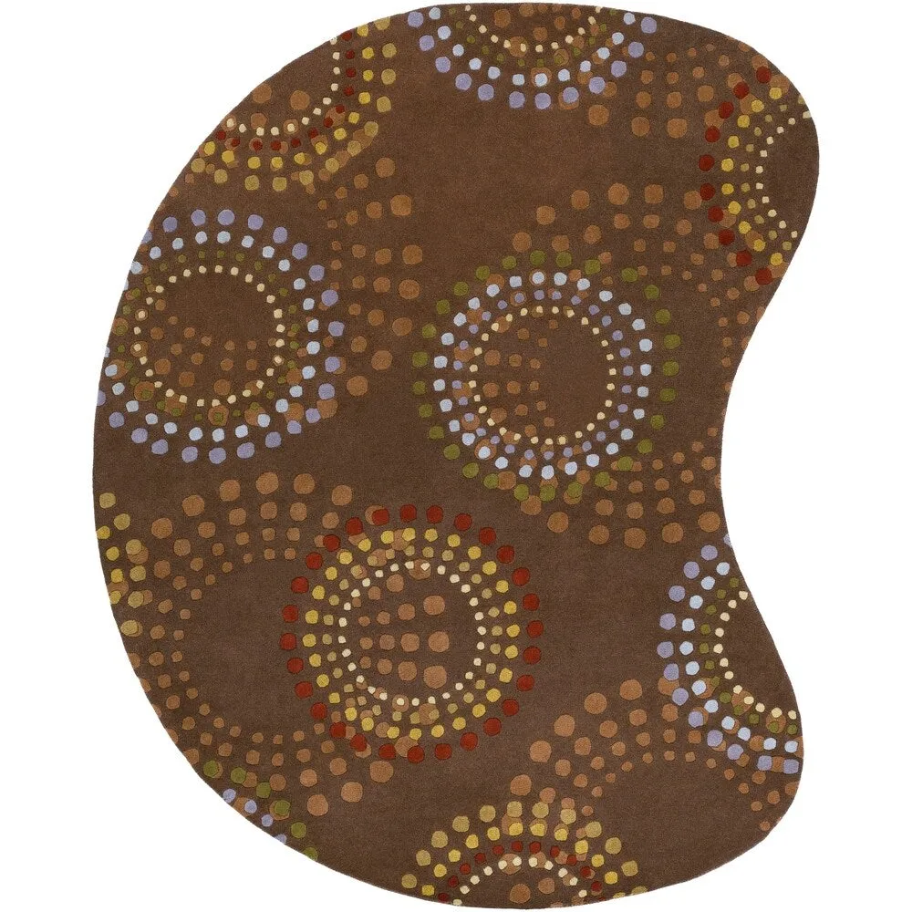 Hand-tufted Brown Contemporary Circles Miller Wool Geometric Area Rug - 8' x 10' Kidney - 8' x 10' Kidney