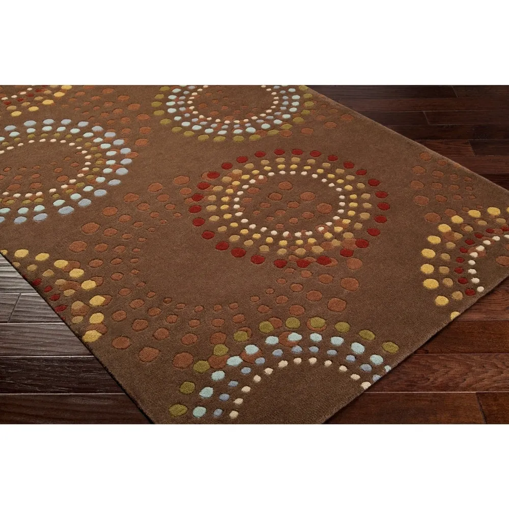 Hand-tufted Brown Contemporary Circles Miller Wool Geometric Area Rug - 8' x 10' Kidney - 8' x 10' Kidney