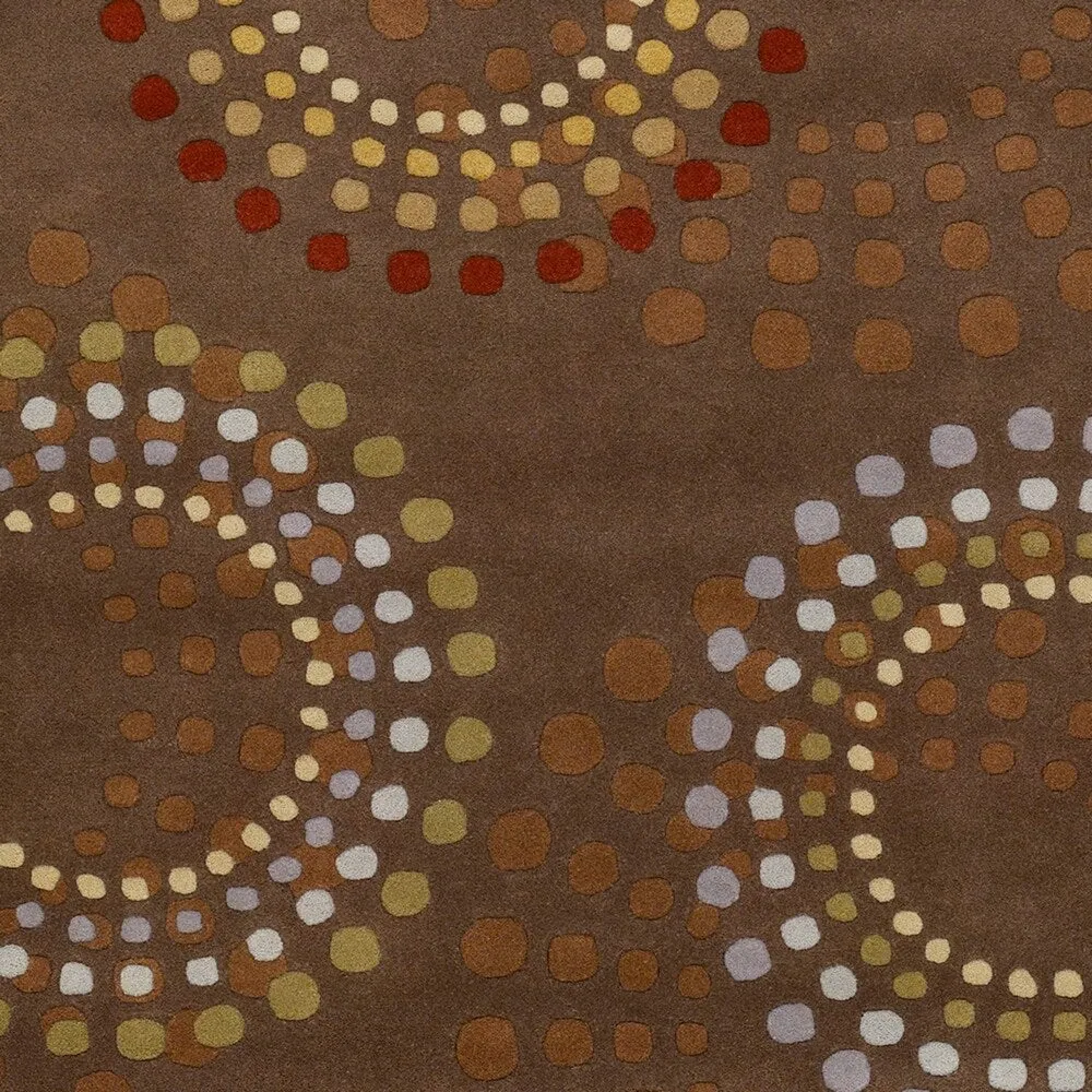 Hand-tufted Brown Contemporary Circles Miller Wool Geometric Area Rug - 8' x 10' Kidney - 8' x 10' Kidney