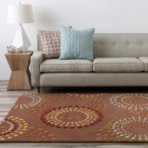 Hand-tufted Brown Contemporary Circles Miller Wool Geometric Area Rug - 8' x 10' Kidney - 8' x 10' Kidney