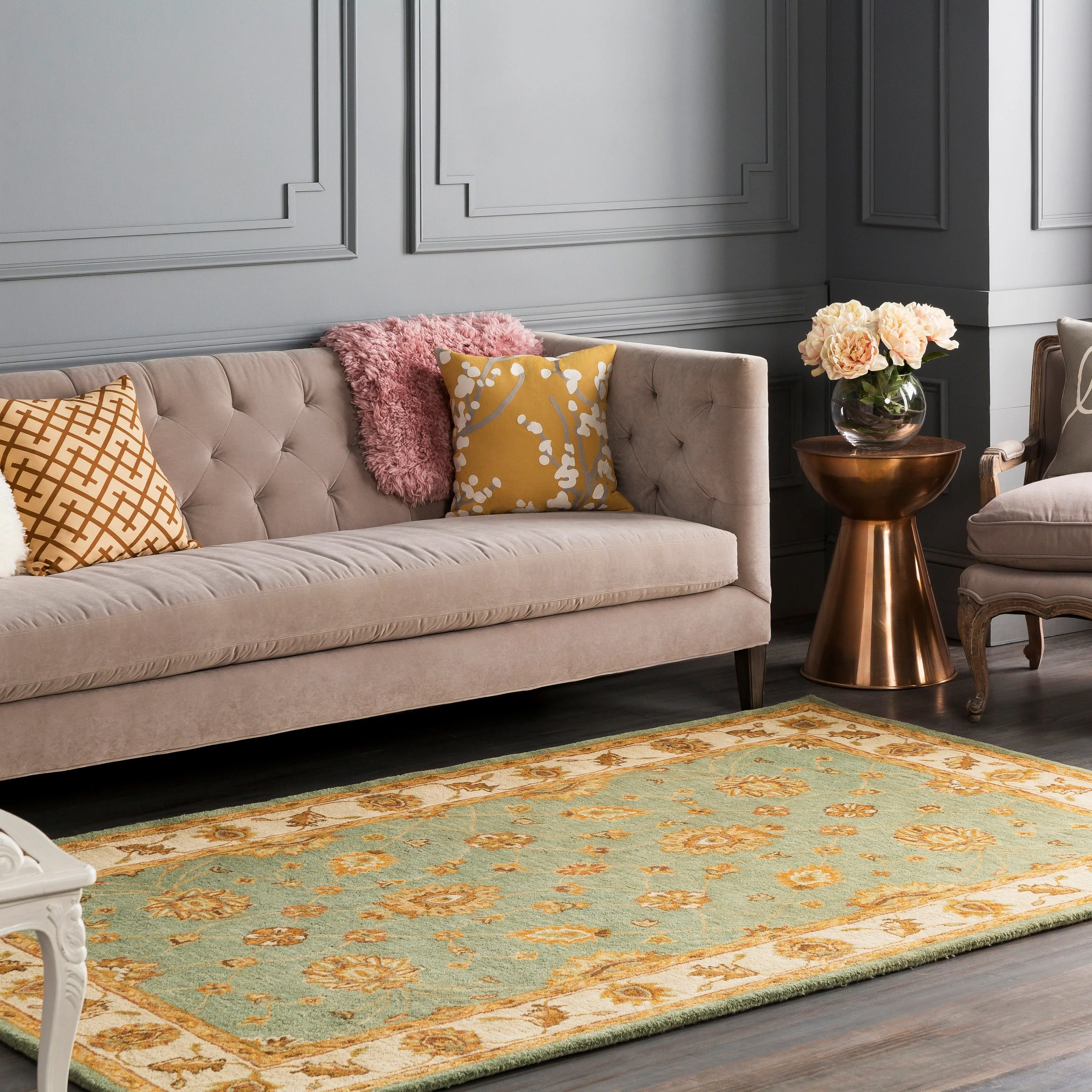 Hand-Tufted Isamu Bordered Wool Rug