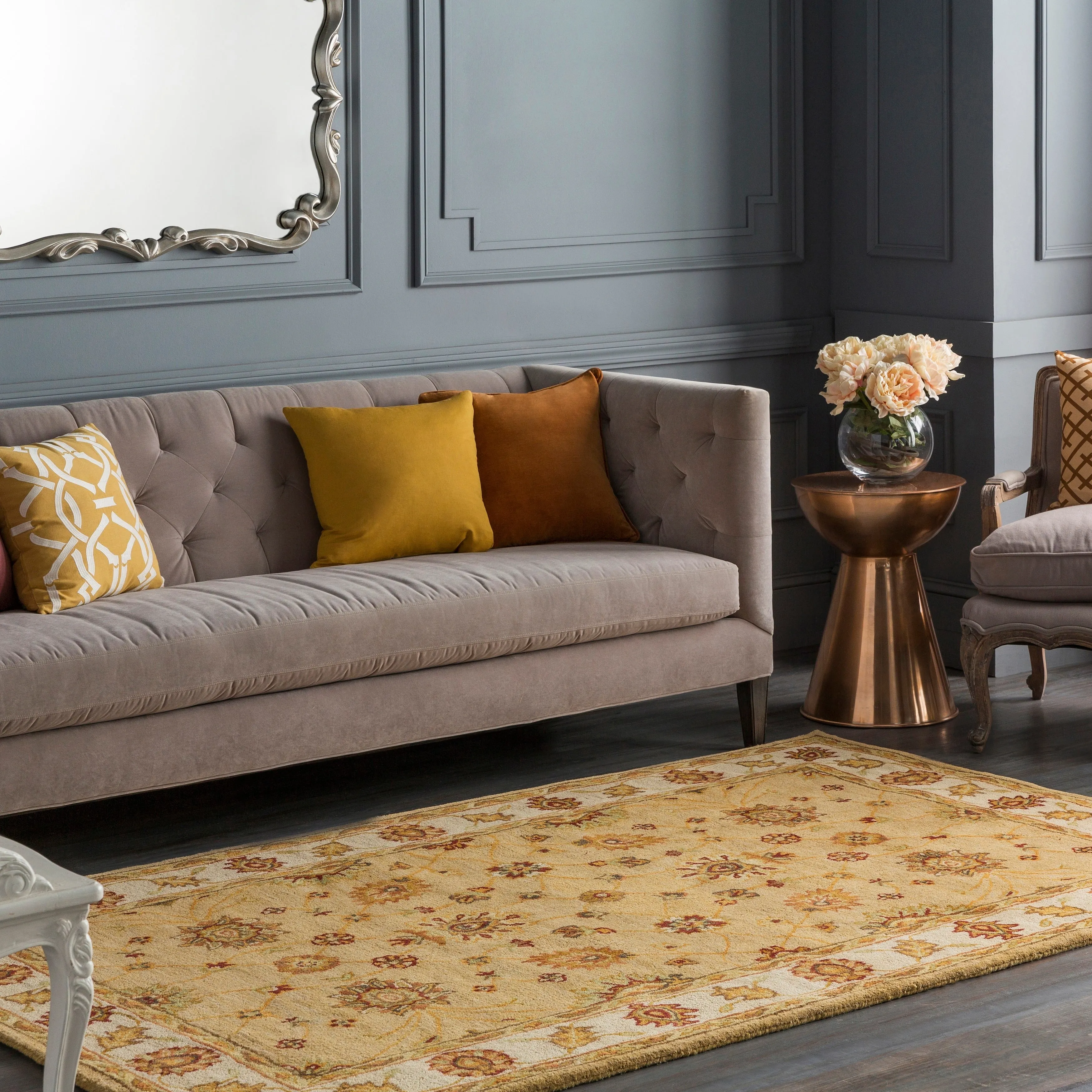 Hand-Tufted Isamu Bordered Wool Rug