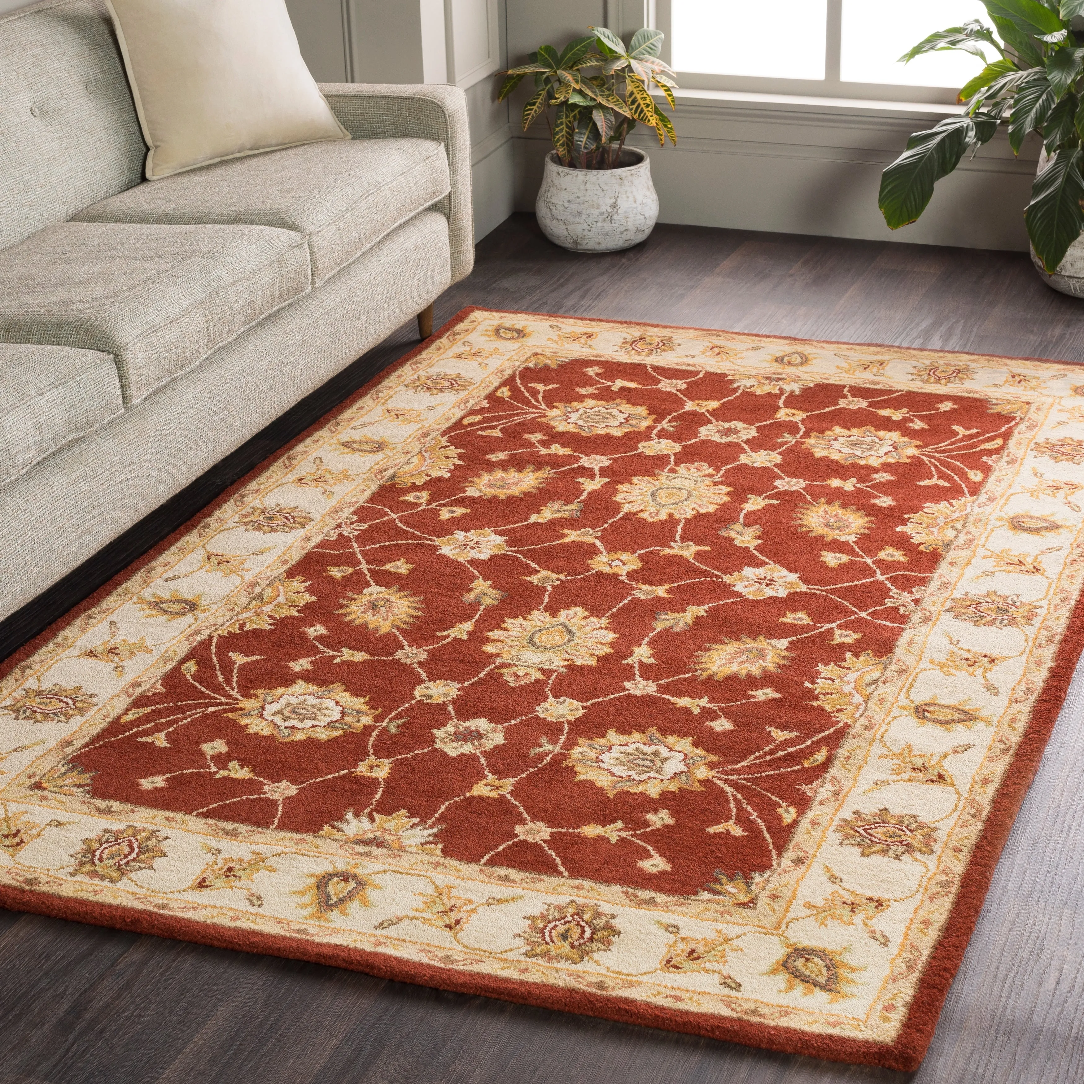 Hand-Tufted Isamu Bordered Wool Rug