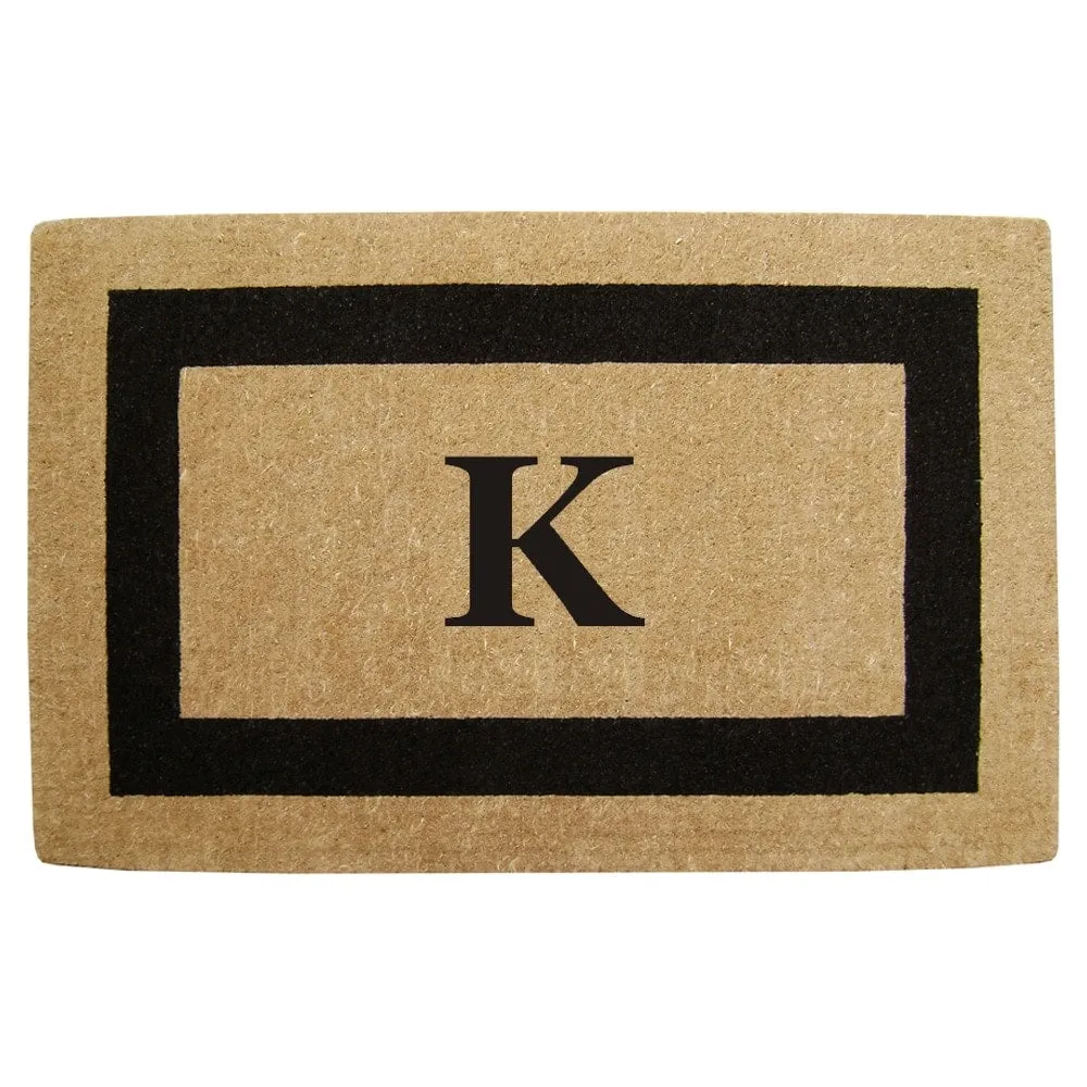 Heavy-duty Coir Fiber Single Black Framed Letter Monogrammed Doormat - 30 inches x 48 inches