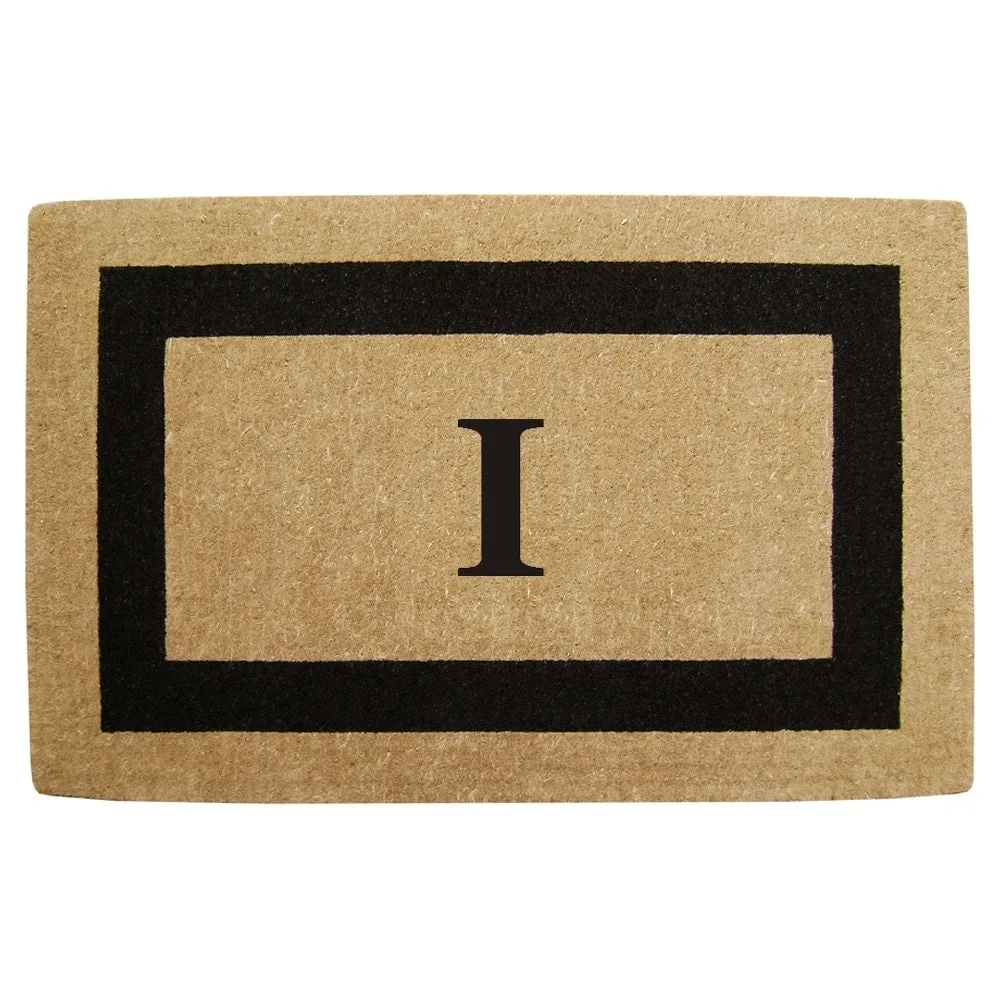Heavy-duty Coir Fiber Single Black Framed Letter Monogrammed Doormat - 30 inches x 48 inches