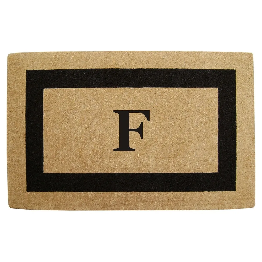 Heavy-duty Coir Fiber Single Black Framed Letter Monogrammed Doormat - 30 inches x 48 inches