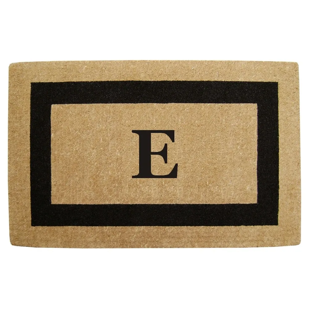 Heavy-duty Coir Fiber Single Black Framed Letter Monogrammed Doormat - 30 inches x 48 inches