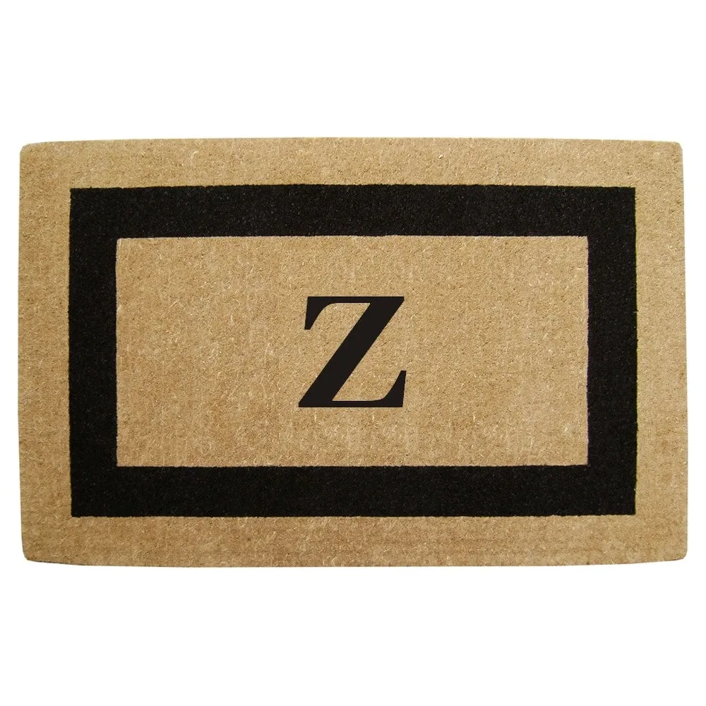 Heavy-duty Coir Fiber Single Black Framed Letter Monogrammed Doormat - 30 inches x 48 inches