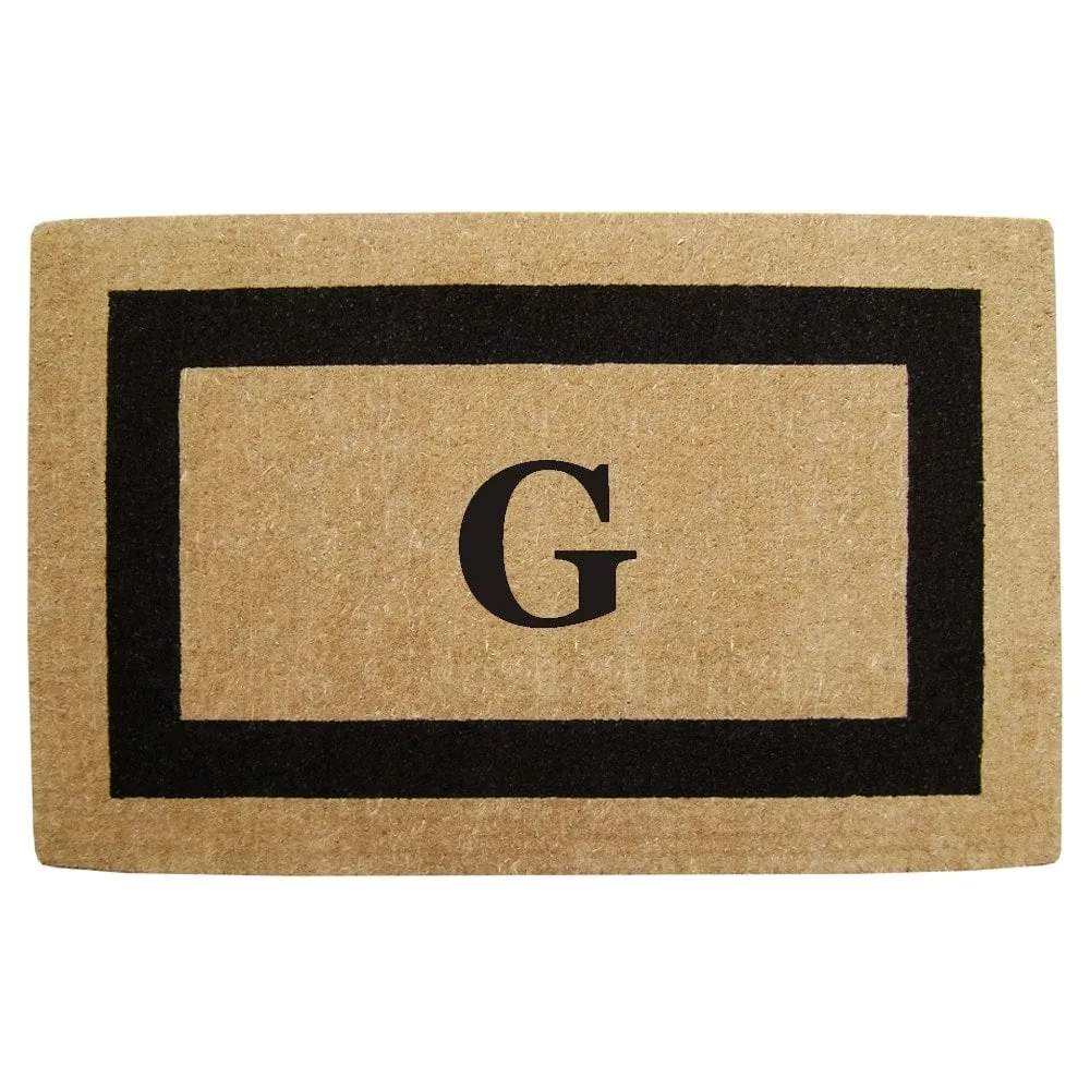 Heavy-duty Coir Fiber Single Black Framed Letter Monogrammed Doormat - 30 inches x 48 inches