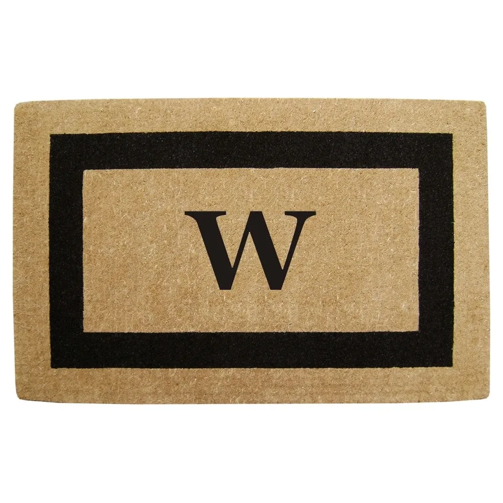 Heavy-duty Coir Fiber Single Black Framed Letter Monogrammed Doormat - 30 inches x 48 inches