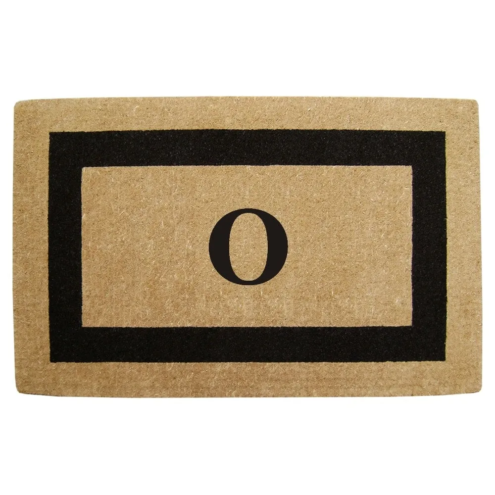Heavy-duty Coir Fiber Single Black Framed Letter Monogrammed Doormat - 30 inches x 48 inches