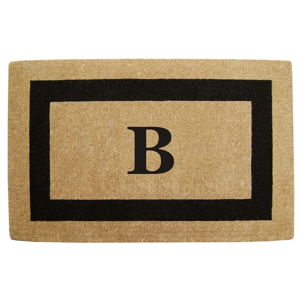 Heavy-duty Coir Fiber Single Black Framed Letter Monogrammed Doormat - 30 inches x 48 inches