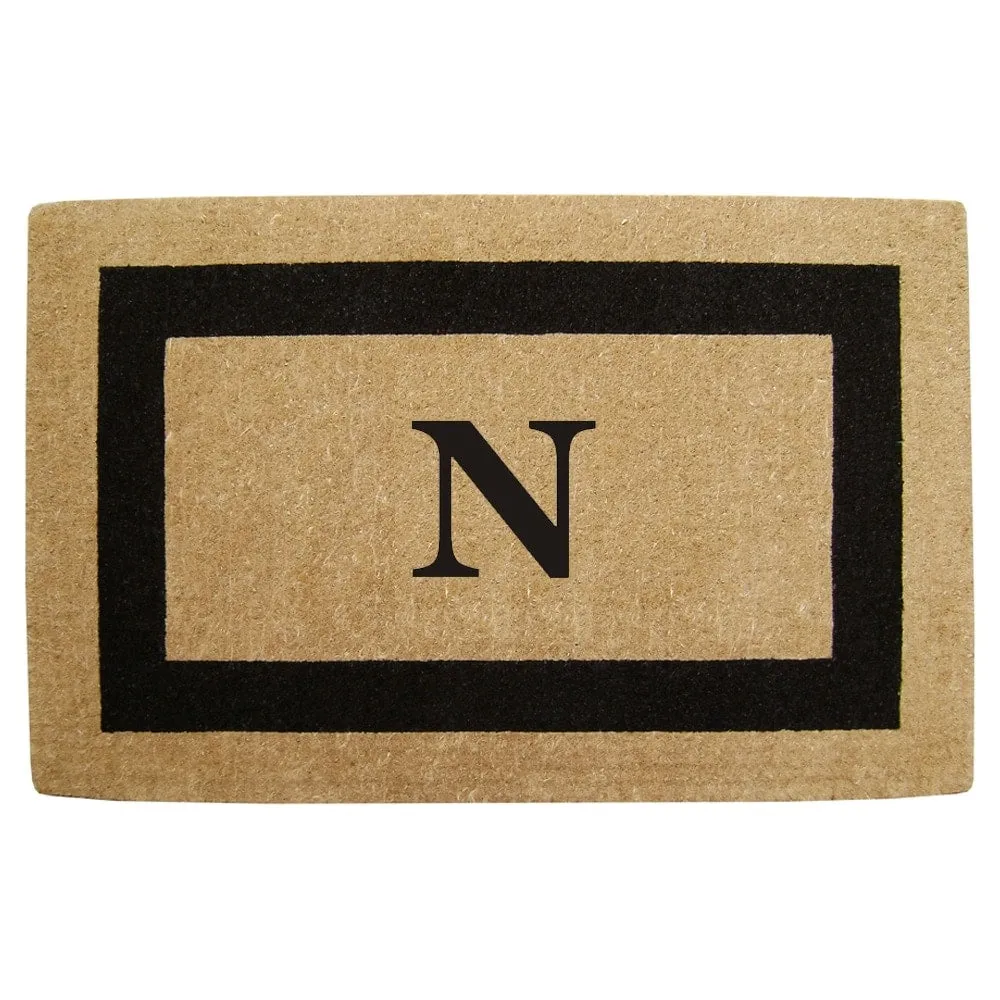 Heavy-duty Coir Fiber Single Black Framed Letter Monogrammed Doormat - 30 inches x 48 inches