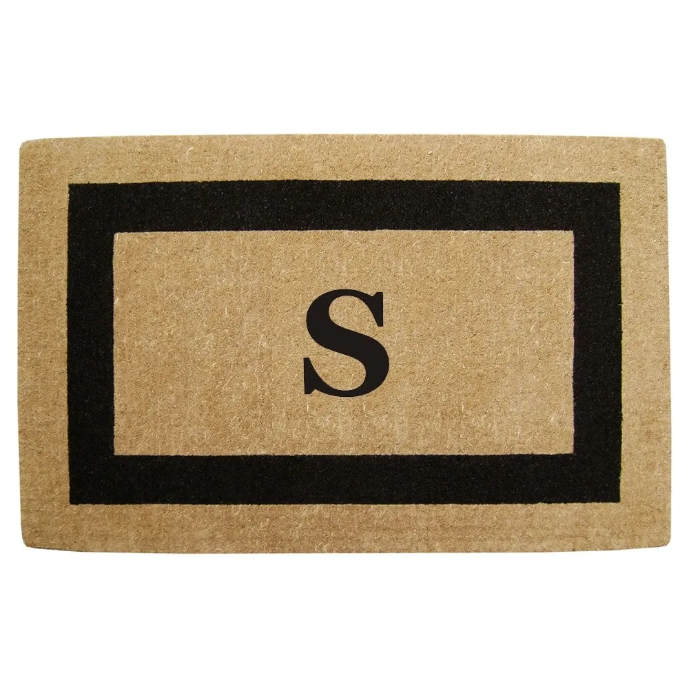 Heavy-duty Coir Fiber Single Black Framed Letter Monogrammed Doormat - 30 inches x 48 inches