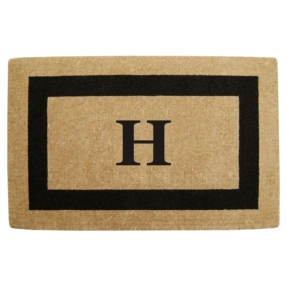 Heavy-duty Coir Fiber Single Black Framed Letter Monogrammed Doormat - 30 inches x 48 inches
