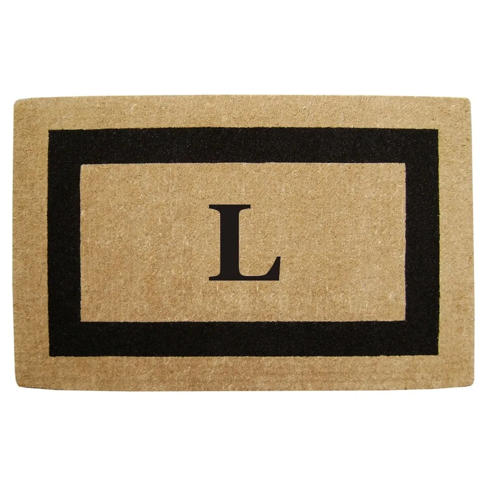 Heavy-duty Coir Fiber Single Black Framed Letter Monogrammed Doormat - 30 inches x 48 inches