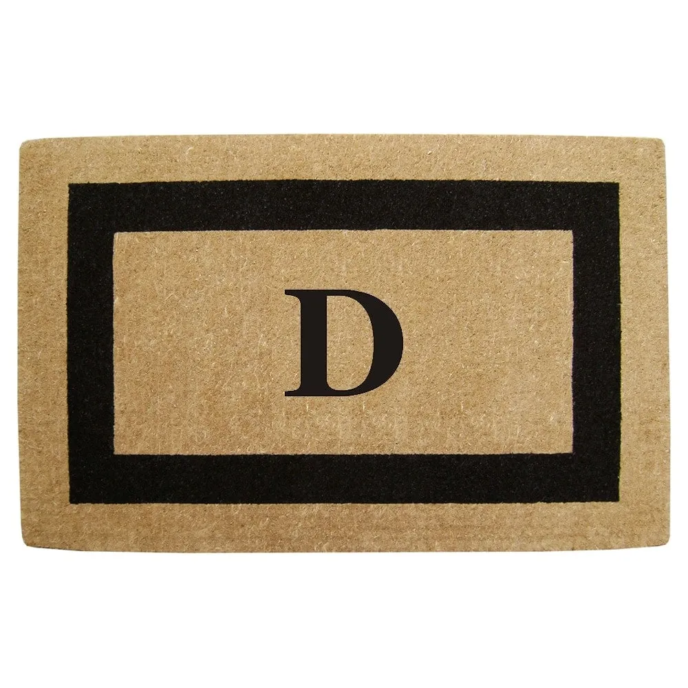 Heavy-duty Coir Fiber Single Black Framed Letter Monogrammed Doormat - 30 inches x 48 inches