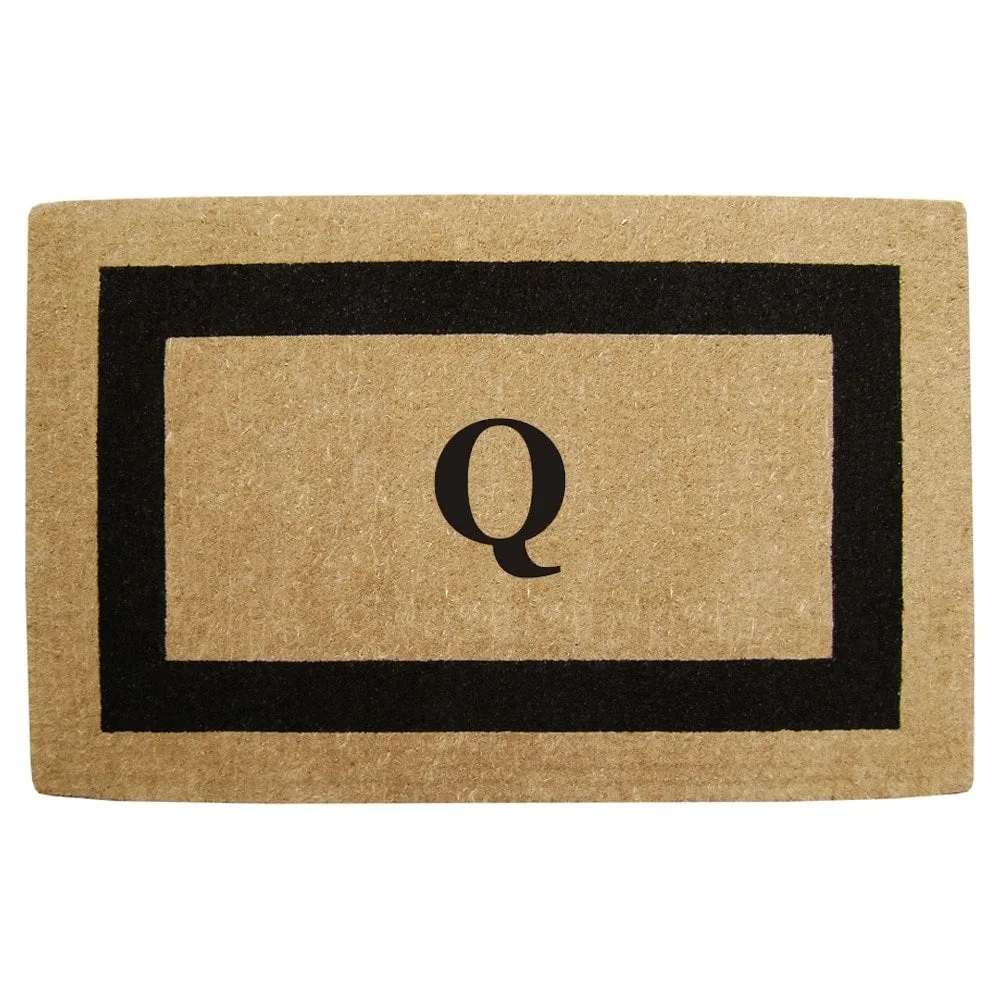 Heavy-duty Coir Fiber Single Black Framed Letter Monogrammed Doormat - 30 inches x 48 inches