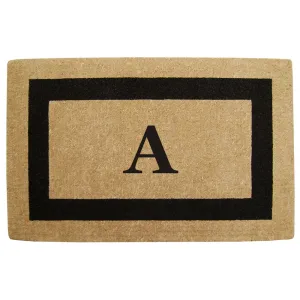 Heavy-duty Coir Fiber Single Black Framed Letter Monogrammed Doormat - 30 inches x 48 inches