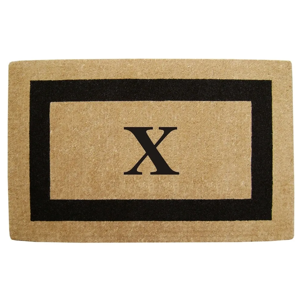Heavy-duty Coir Fiber Single Black Framed Letter Monogrammed Doormat - 30 inches x 48 inches