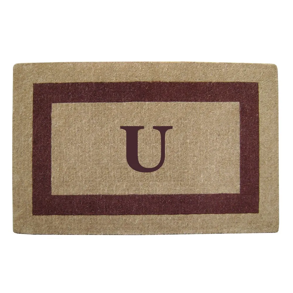 Heavy-duty Coir Single Brown Picture Frame Monogrammed Doormat