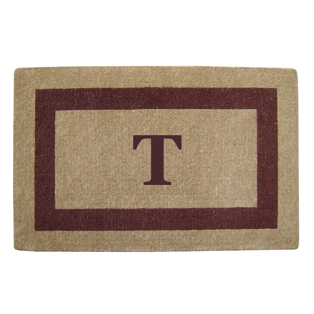 Heavy-duty Coir Single Brown Picture Frame Monogrammed Doormat