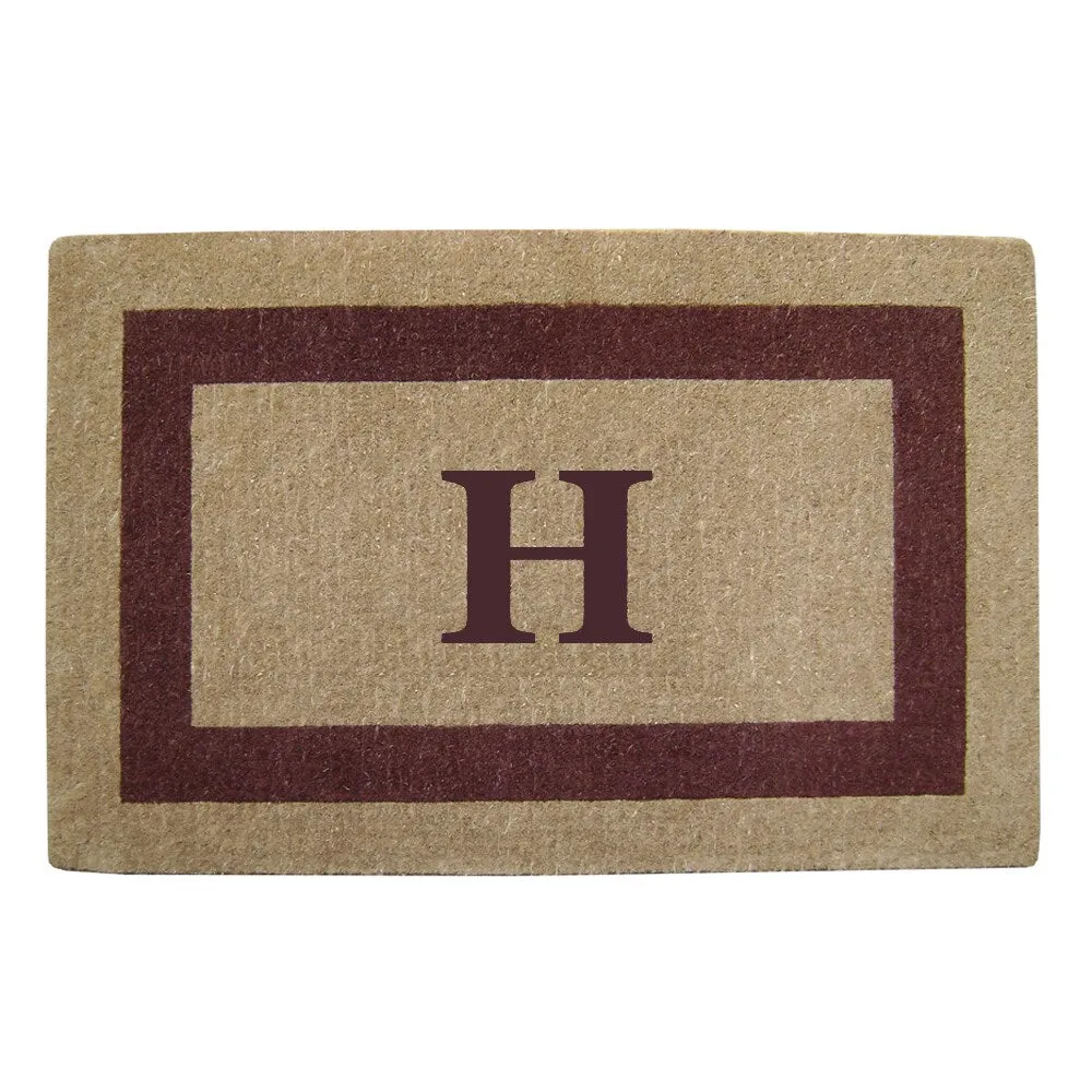 Heavy-duty Coir Single Brown Picture Frame Monogrammed Doormat