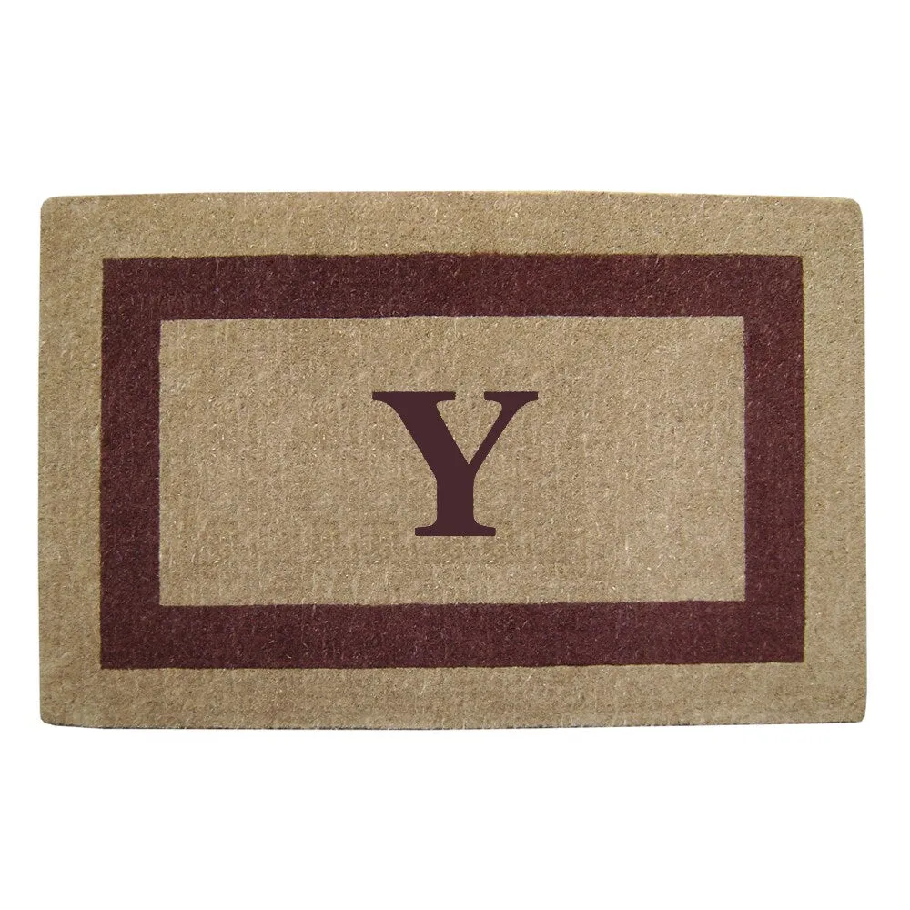 Heavy-duty Coir Single Brown Picture Frame Monogrammed Doormat
