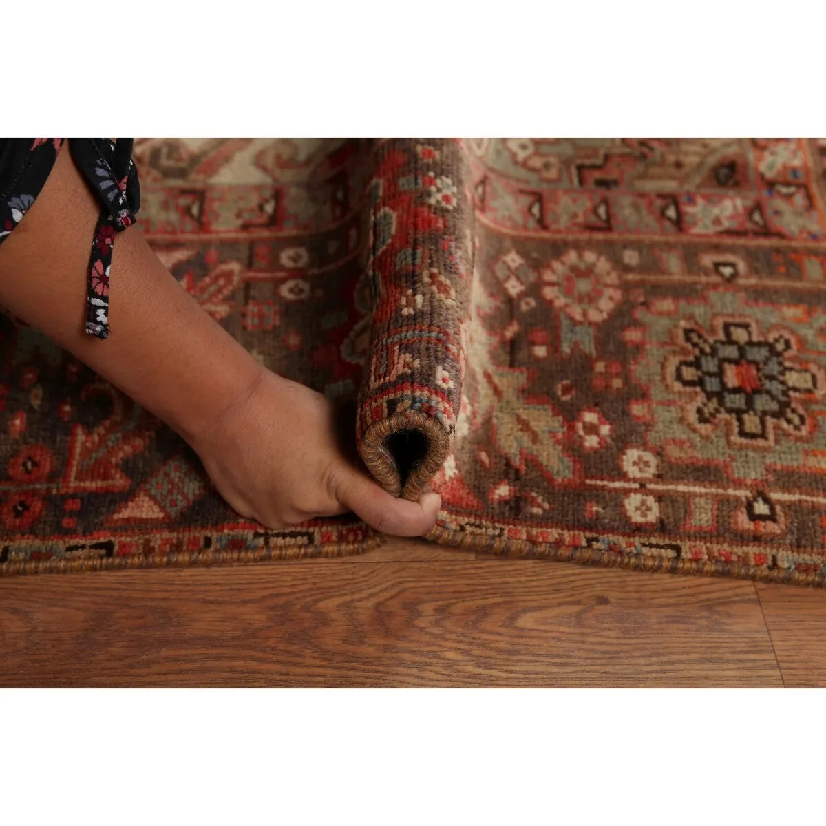 Heriz Persian Vintage Area Rug Handmade Traditional Orange Wool Carpet - 7'3x 10'0
