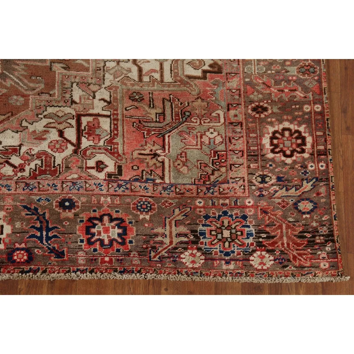 Heriz Persian Vintage Area Rug Handmade Traditional Orange Wool Carpet - 7'3x 10'0