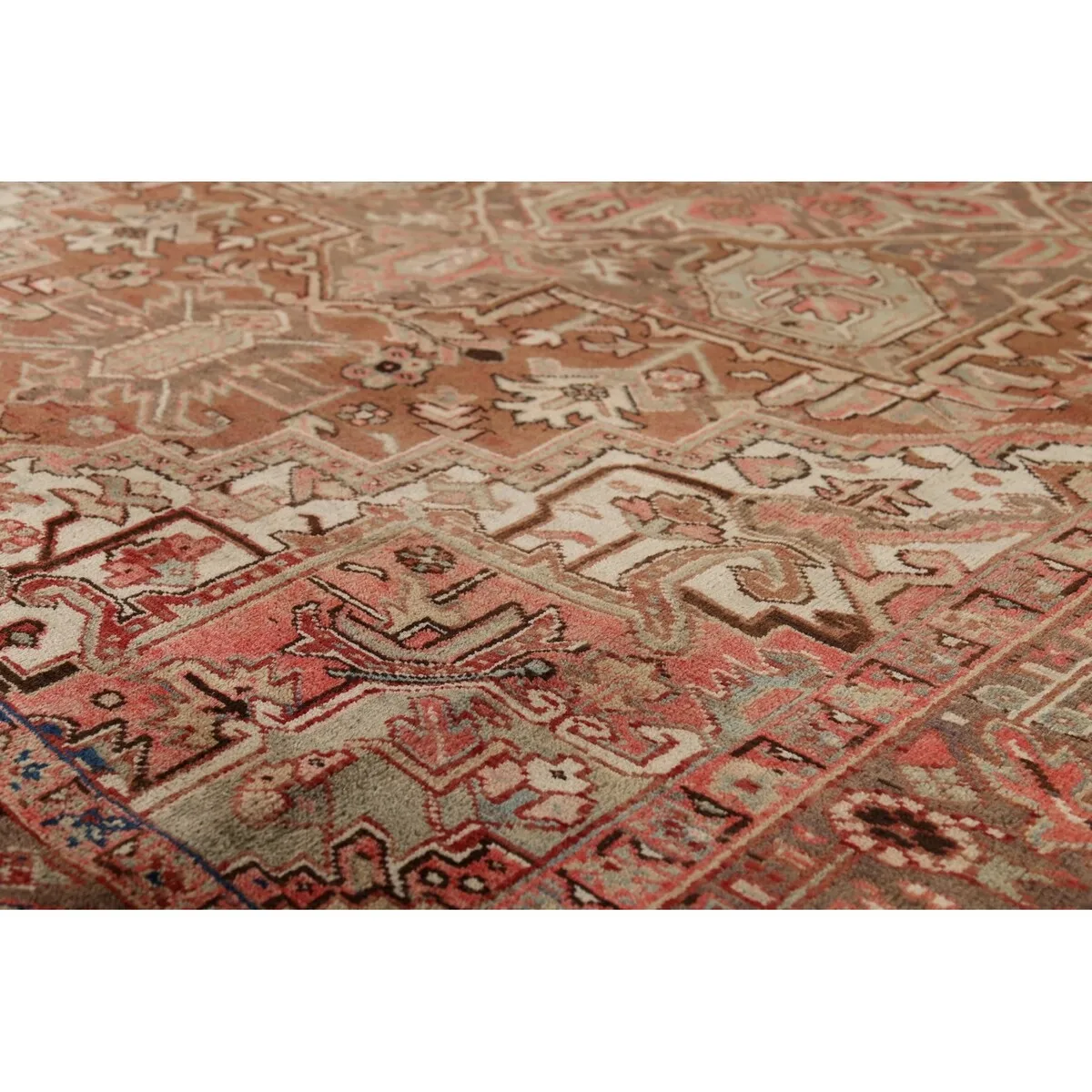 Heriz Persian Vintage Area Rug Handmade Traditional Orange Wool Carpet - 7'3x 10'0