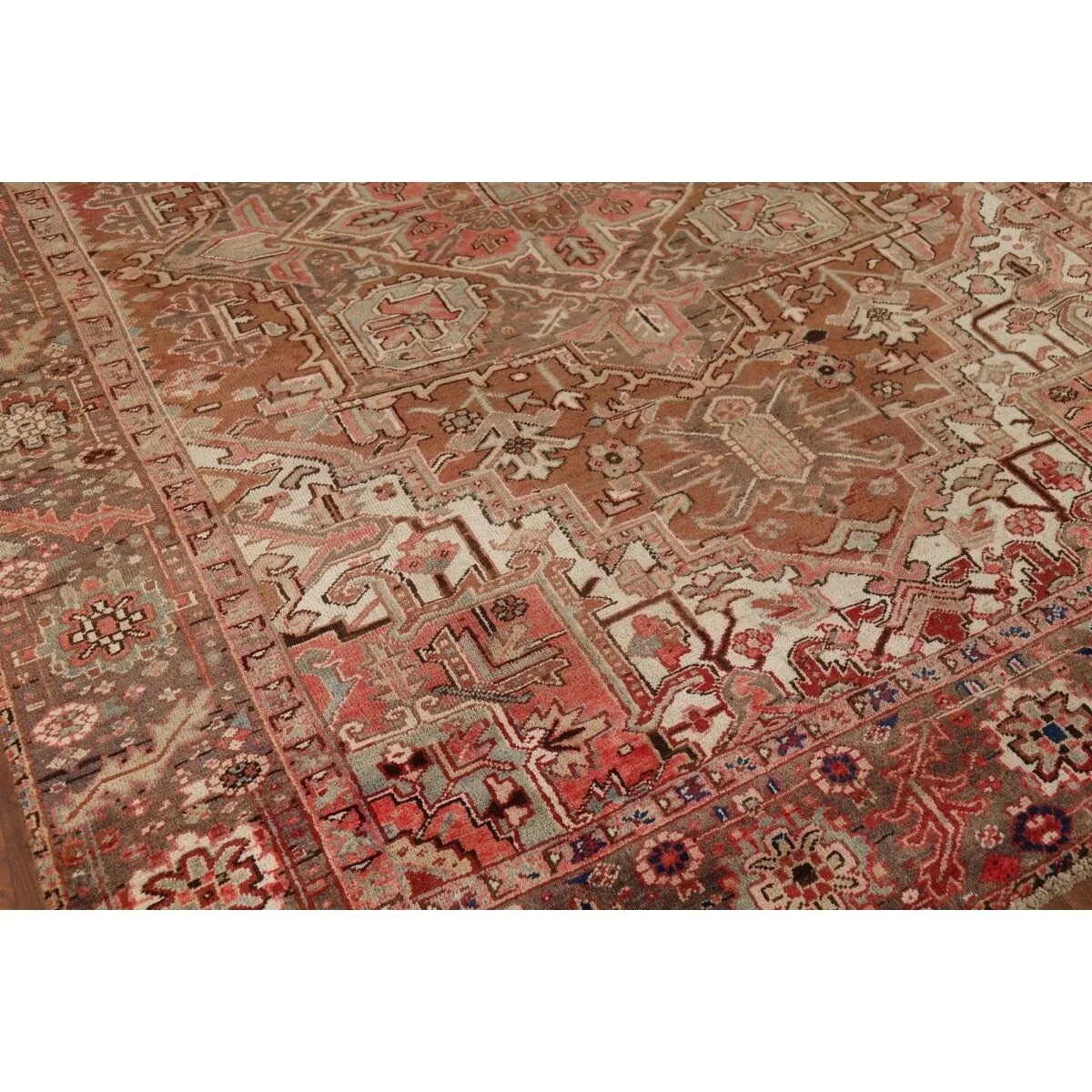 Heriz Persian Vintage Area Rug Handmade Traditional Orange Wool Carpet - 7'3x 10'0