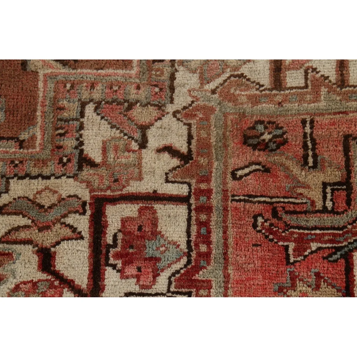 Heriz Persian Vintage Area Rug Handmade Traditional Orange Wool Carpet - 7'3x 10'0