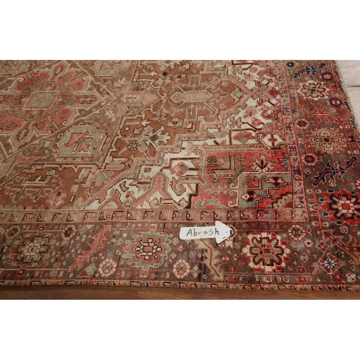 Heriz Persian Vintage Area Rug Handmade Traditional Orange Wool Carpet - 7'3x 10'0