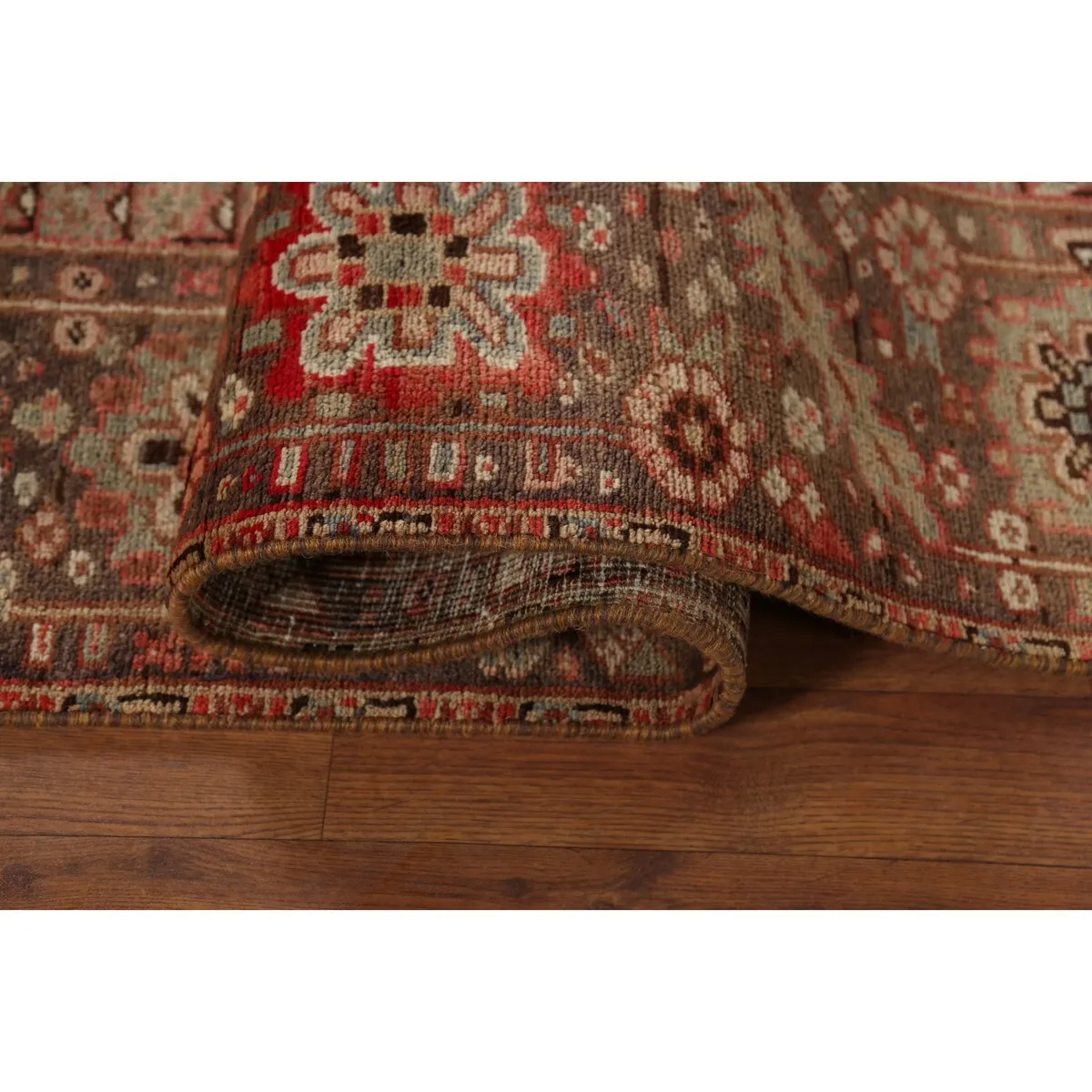 Heriz Persian Vintage Area Rug Handmade Traditional Orange Wool Carpet - 7'3x 10'0