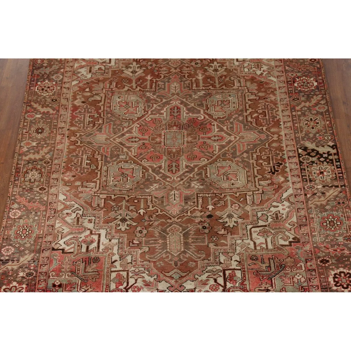 Heriz Persian Vintage Area Rug Handmade Traditional Orange Wool Carpet - 7'3x 10'0