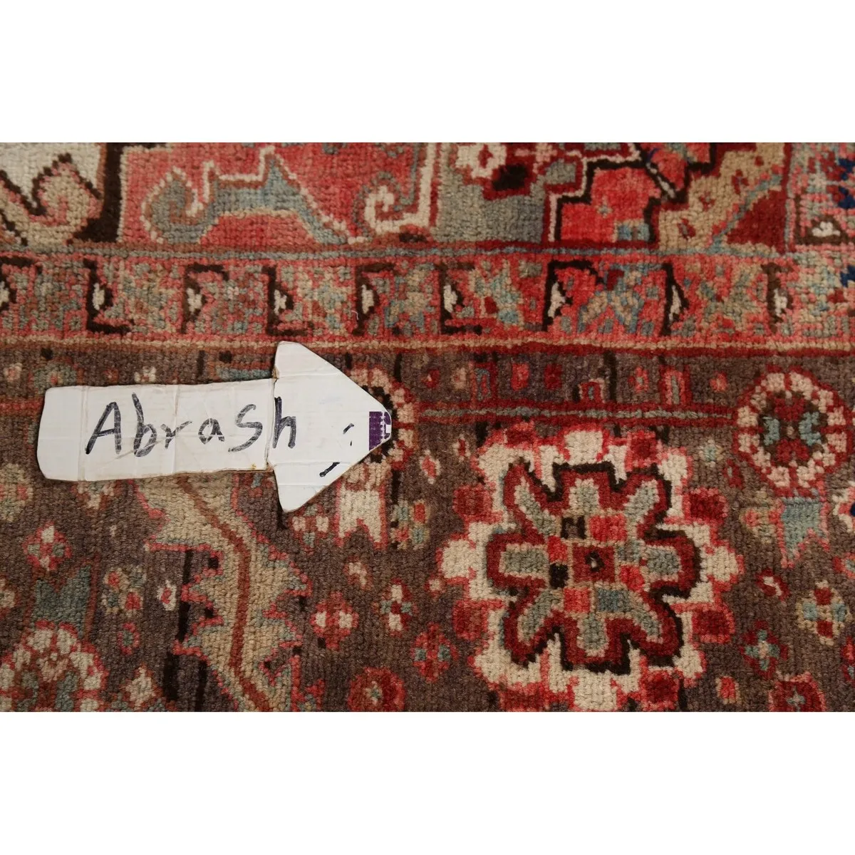 Heriz Persian Vintage Area Rug Handmade Traditional Orange Wool Carpet - 7'3x 10'0