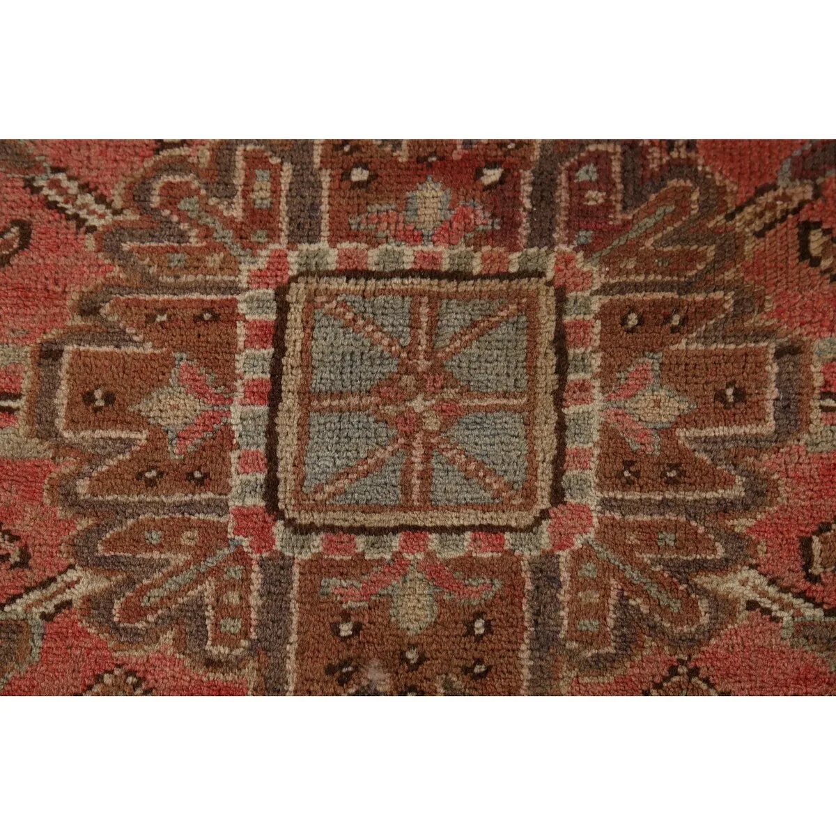 Heriz Persian Vintage Area Rug Handmade Traditional Orange Wool Carpet - 7'3x 10'0