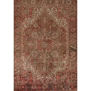 Heriz Persian Vintage Area Rug Handmade Traditional Orange Wool Carpet - 7'3x 10'0